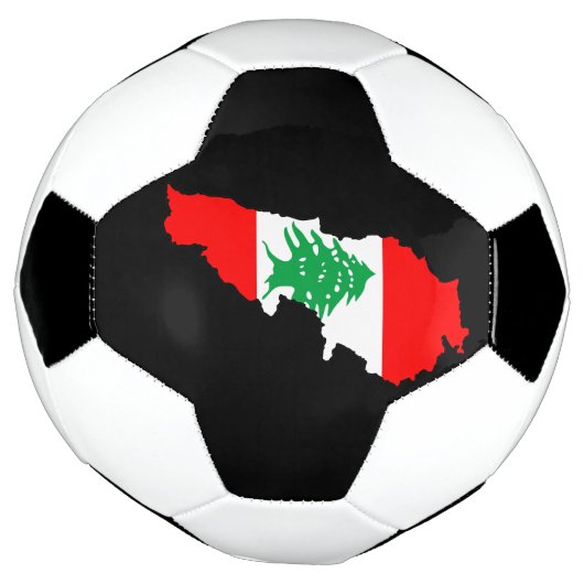 Libanon kaart met vlag voetbal (Gedraaid)