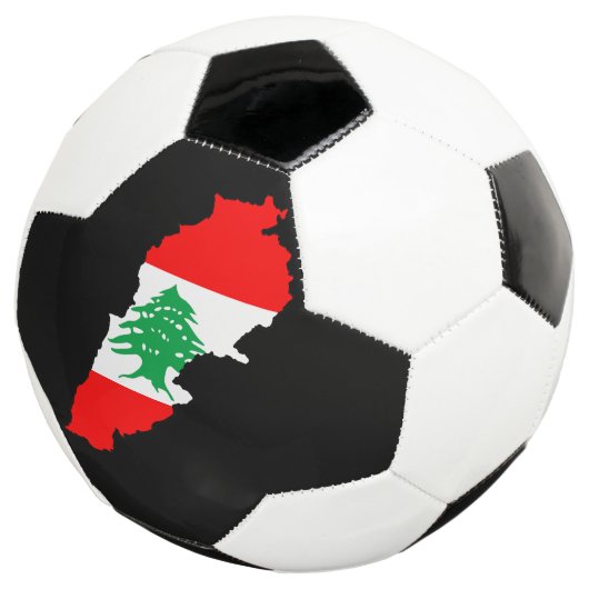 Libanon kaart met vlag voetbal (Drie kwart)
