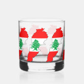Libanon Kaart met Vlag Whisky Glas (Voorkant)