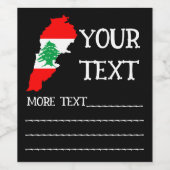 Libanon kaart met vlag wijn etiket (Enkel label)