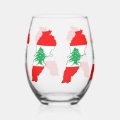 Libanon kaart met vlag wijnglas zonder voet (Rechts)