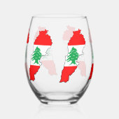 Libanon kaart met vlag wijnglas zonder voet (Links)