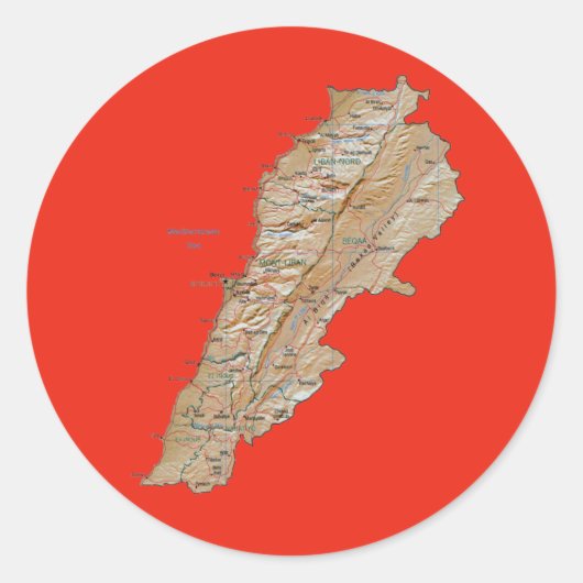 Libanon Kaart Sticker (Voorkant)
