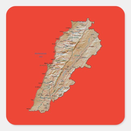 Libanon Kaart Sticker (Voorkant)