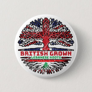 Libanon Libanees Verenigd Koninkrijk - Britse boom Ronde Button 5,7 Cm