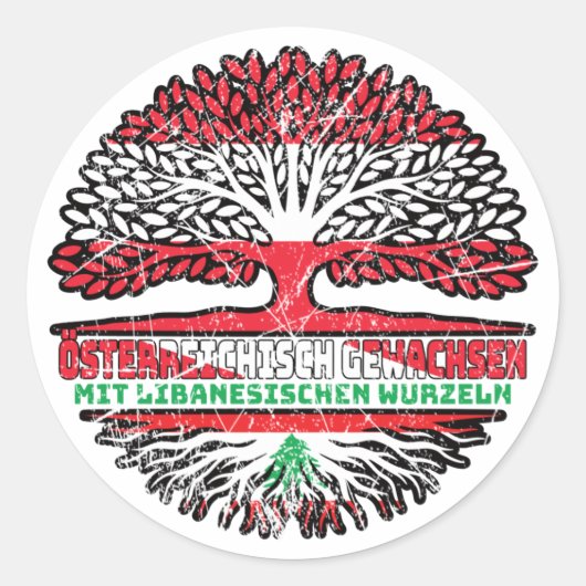 Libanon Libanesisch Österreichisch Österreich Baum Ronde Sticker (Voorkant)