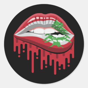 Libanon lippen trots root vlag ronde sticker