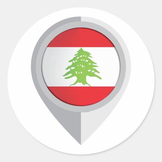 Libanon Pin Locatie Vlag Ronde Sticker (Voorkant)