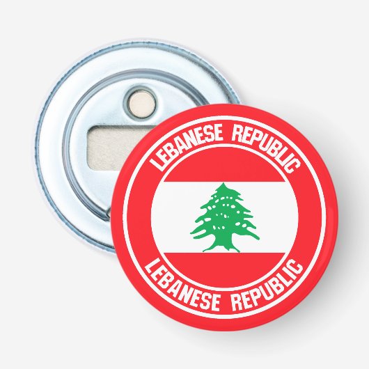 Libanon-ronde Emblem Button Flesopener (Voorkant)