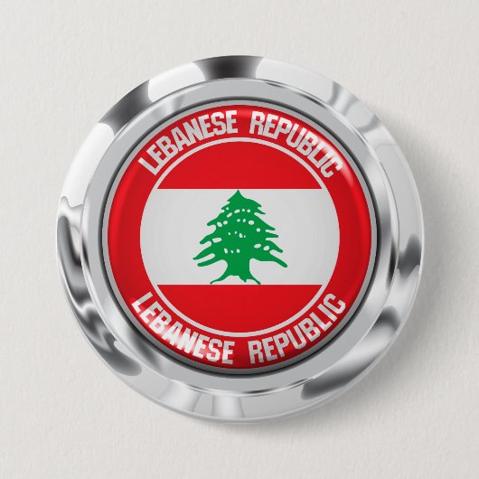 Libanon-ronde Emblem Ronde Button 7,6 Cm (Voorkant)