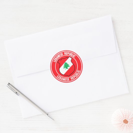 Libanon-ronde Emblem Ronde Sticker (Envelop)