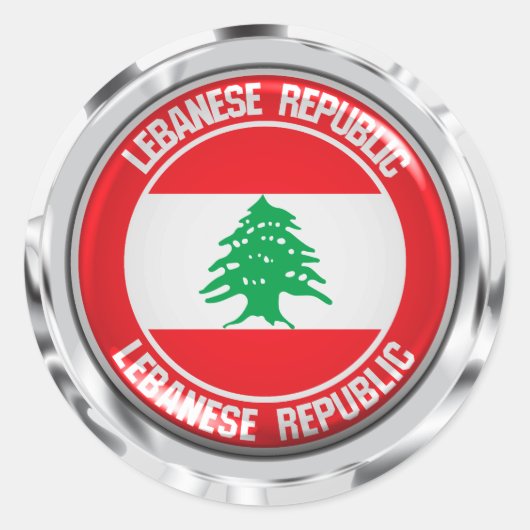 Libanon-ronde Emblem Ronde Sticker (Voorkant)