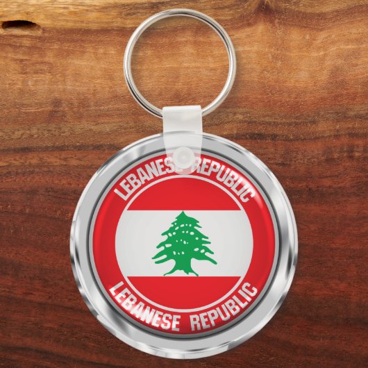 Libanon-ronde Emblem Sleutelhanger (Voorkant)