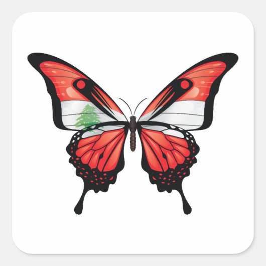 Libanon Swallowtail Vlinder Vlag Vierkante Sticker (Voorkant)