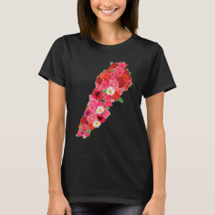 Libanon Vlag Bloem Kaart Beiroet Lobnan Libanees T-shirt