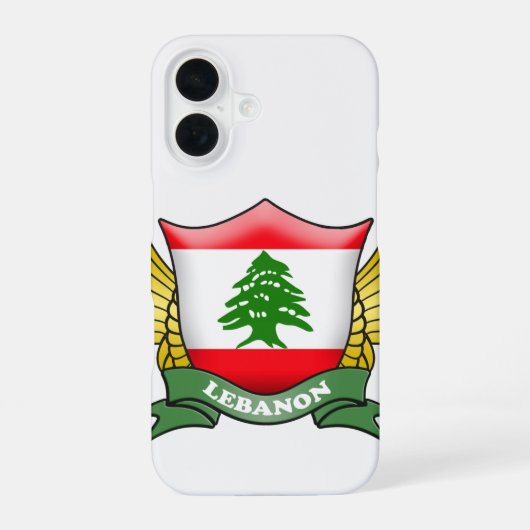Libanon Vlag Embleem iPhone 16 Hoesje (Achterkant)