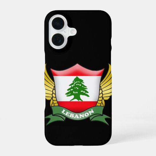 Libanon Vlag Embleem iPhone 16 Hoesje (Achterkant)