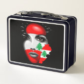 Libanon Vlag en Kaart op het gezicht van het meisj (Achterkant)