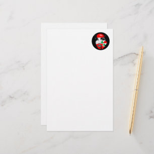 Libanon Vlag en Kaart op het gezicht van het meisj