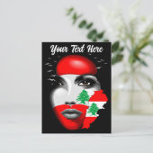 Libanon Vlag en Kaart op het gezicht van het meisj (Staand voorkant)