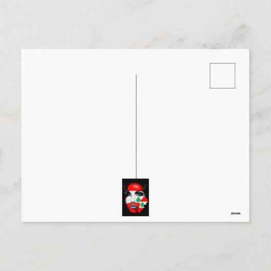 Libanon Vlag en Kaart op het gezicht van het meisj (Achterkant)