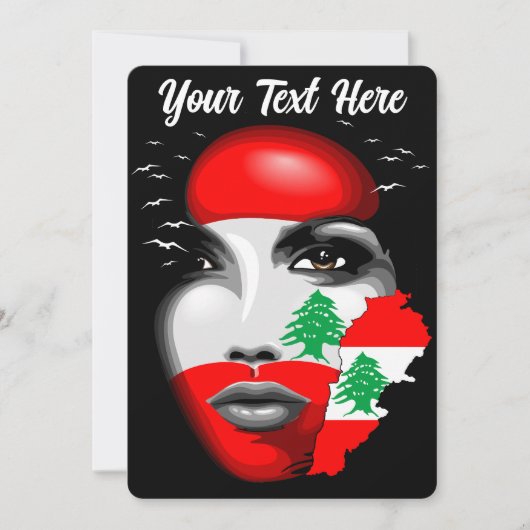 Libanon Vlag en Kaart op het gezicht van het meisj (Voorkant)