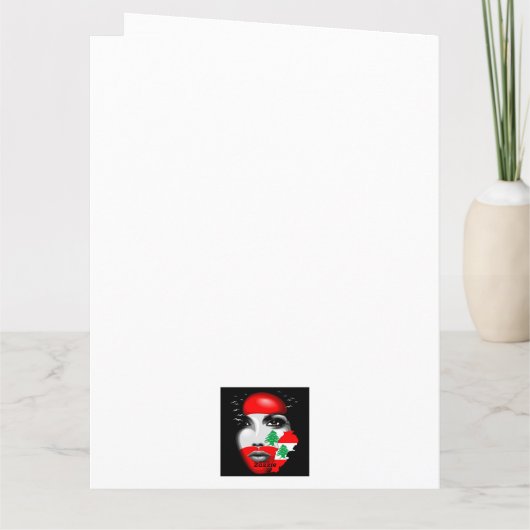 Libanon Vlag en Kaart op het gezicht van het meisj (Achterkant)