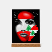 Libanon Vlag en Kaart op het gezicht van het meisj Acryl Bord (Voorkant)