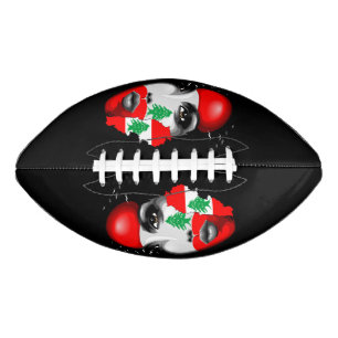 Libanon Vlag en Kaart op het gezicht van het meisj American Football