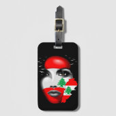 Libanon Vlag en Kaart op het gezicht van het meisj Bagagelabel (Voorkant (verticaal))