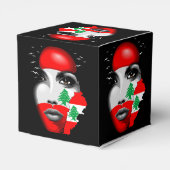 Libanon Vlag en Kaart op het gezicht van het meisj Bedankdoosjes (Achterkant)