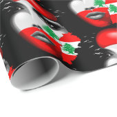 Libanon Vlag en Kaart op het gezicht van het meisj Cadeaupapier (Rol Hoek)
