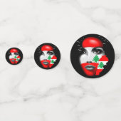 Libanon Vlag en Kaart op het gezicht van het meisj Confetti (Achterkanten)