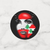 Libanon Vlag en Kaart op het gezicht van het meisj Confetti (Kleine voorkant)