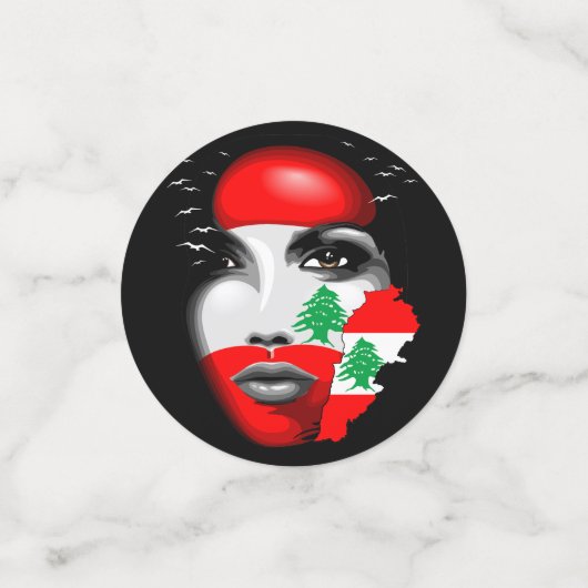 Libanon Vlag en Kaart op het gezicht van het meisj Confetti (Kleine voorkant)