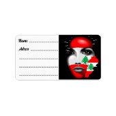 Libanon Vlag en Kaart op het gezicht van het meisj Etiket (Voorkant)