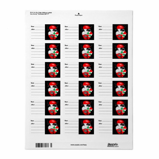 Libanon Vlag en Kaart op het gezicht van het meisj Etiket (Full Sheet)