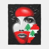 Libanon Vlag en Kaart op het gezicht van het meisj Fleece Deken (Voorkant)