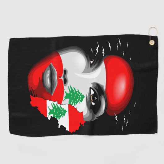 Libanon Vlag en Kaart op het gezicht van het meisj Golfhanddoek (Horizontaal)