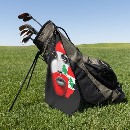 Libanon Vlag en Kaart op het gezicht van het meisj Golfhanddoek (Groen)