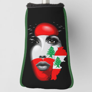 Libanon Vlag en Kaart op het gezicht van het meisj Golfheadcover