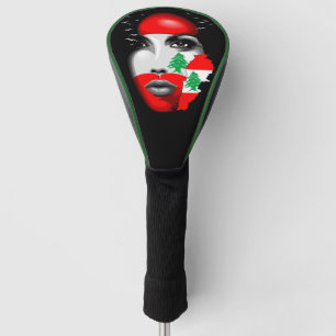 Libanon Vlag en Kaart op het gezicht van het meisj Golfheadcover