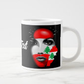 Libanon Vlag en Kaart op het gezicht van het meisj Grote Koffiekop (Rechts)