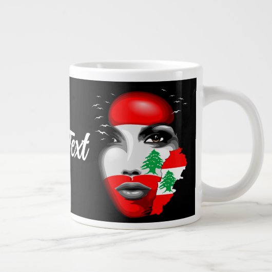 Libanon Vlag en Kaart op het gezicht van het meisj Grote Koffiekop (Rechts)