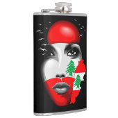 Libanon Vlag en Kaart op het gezicht van het meisj Heupfles (Rechts)