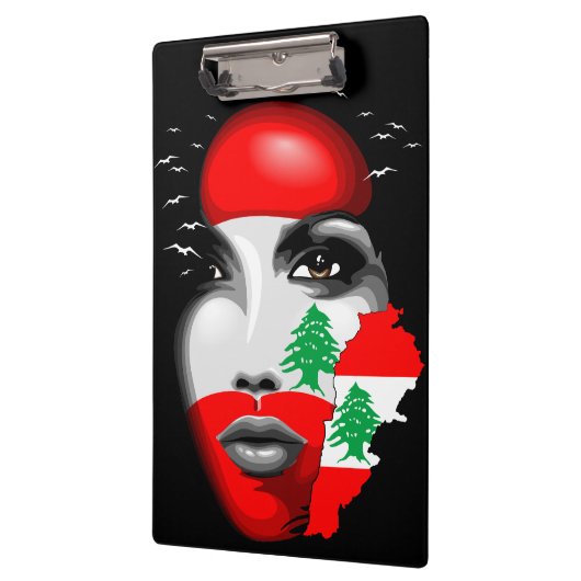 Libanon Vlag en Kaart op het gezicht van het meisj Klembord (Links)