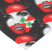 Libanon Vlag en Kaart op het gezicht van het meisj Korte Tafelloper (Hoek)