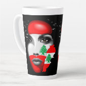 Libanon Vlag en Kaart op het gezicht van het meisj Latte Mok (Linkerhoek)