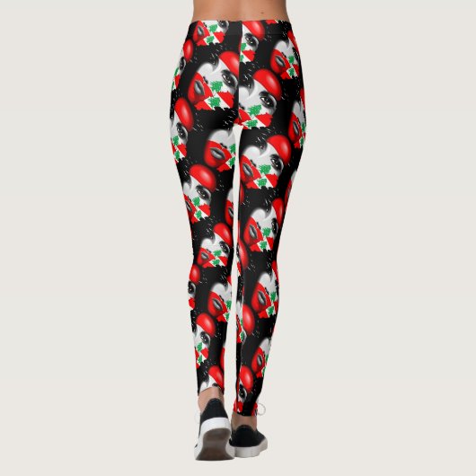 Libanon Vlag en Kaart op het gezicht van het meisj Leggings (Achterkant)