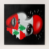 Libanon Vlag en Kaart op het gezicht van het meisj Legpuzzel (Horizontaal)